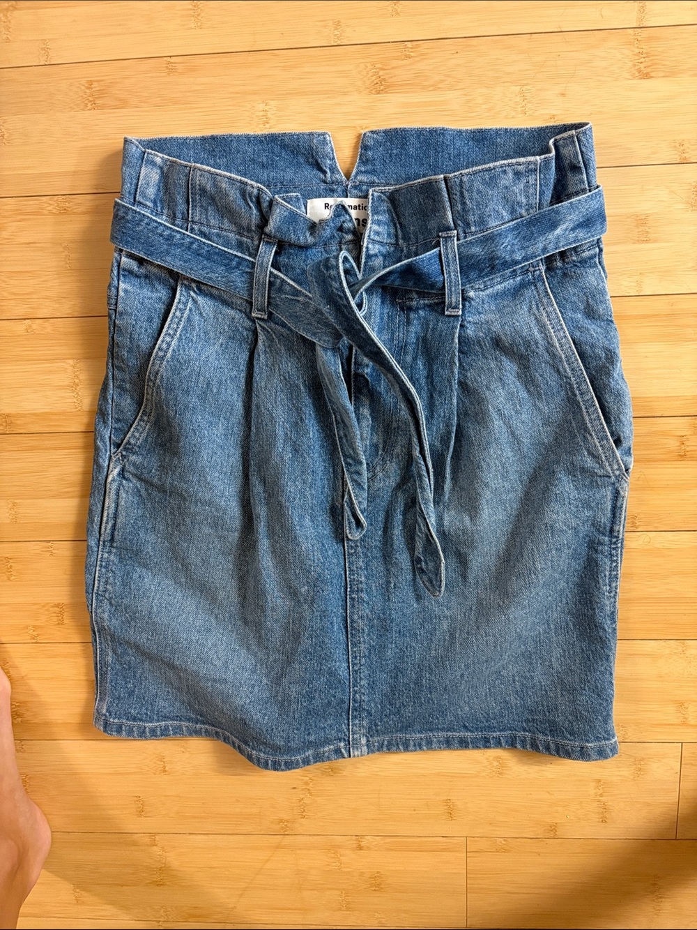 Denim Tie-Waist Pencil Skirt - Blue